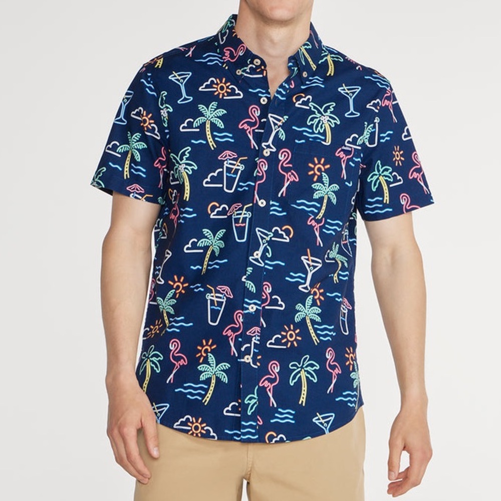 Chubbies Men's The Neon Light Short Sleeve‎ Graphic Performance Polo Navy Small